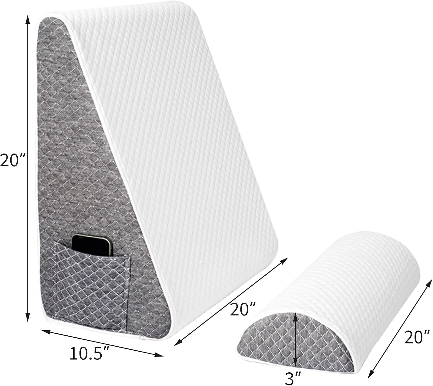 2PCS Wedge Pillow Set for After Surgery, Adjustable Bed Wedge Pillow Headboard with Memory Foam Neck Cushion – for Acid