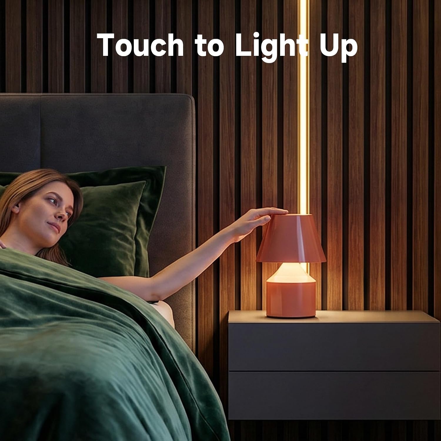 AUGE LIGHT Mini Tap Lamp, Touch Control Night Light, Type-C Rechargeable Cordless Table Lamp for Bedroom, Living Room, Kids' Gift, Pink