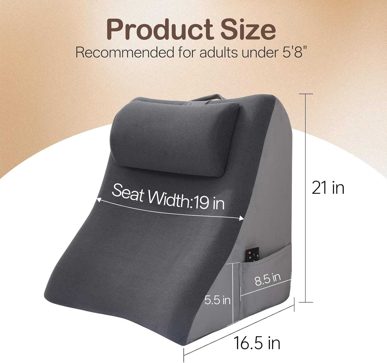 Vekkia 21” Extra-Wide Back Pillow with Adjustable Headrest – 2 in 1 Ergonomic Dual-Layer Wedge Backrest for Sitting or Reclining – Adults…