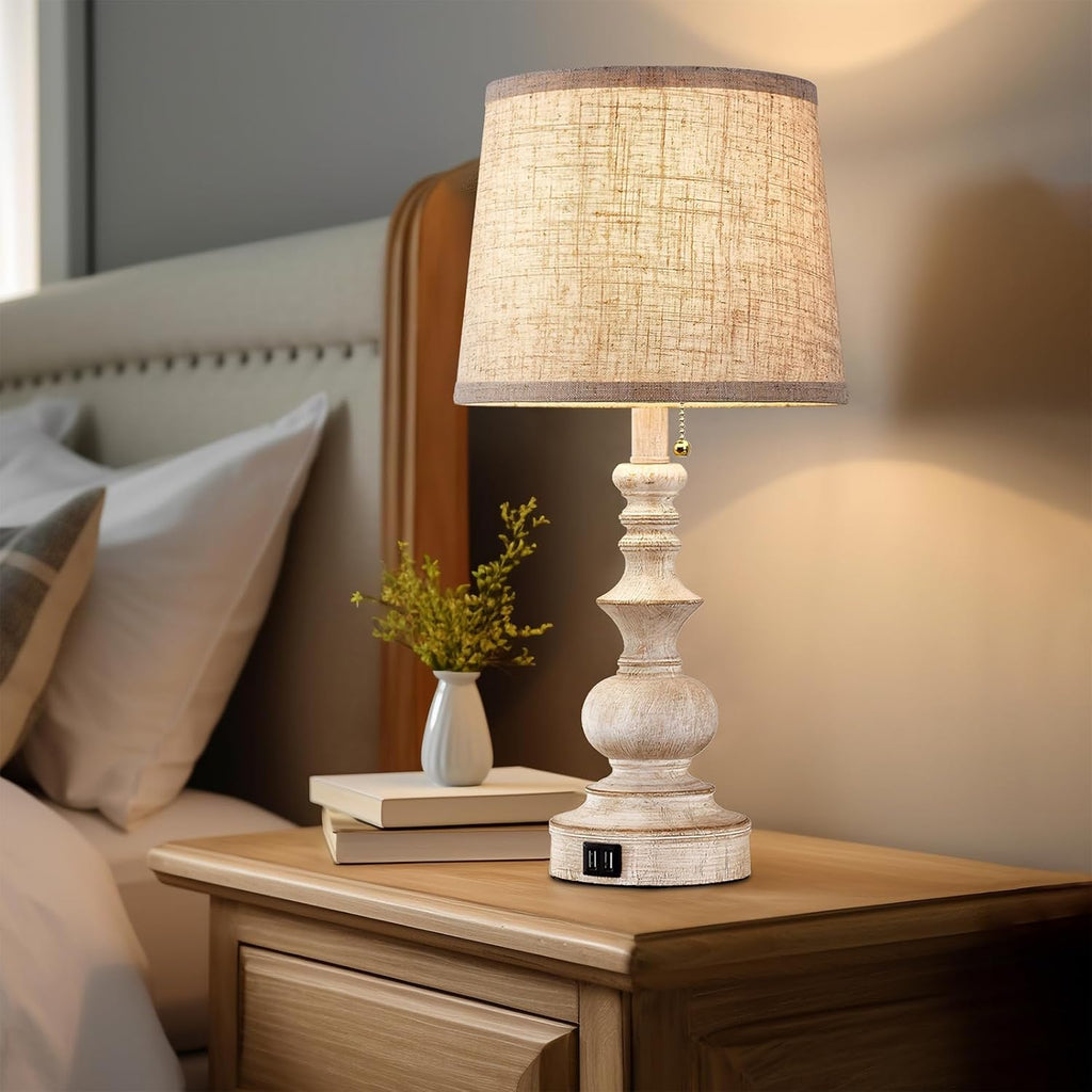 Drawealth Table Lamps for Bedrooms Set of 2 Farmhouse Bedside Lamps for Nightstand with USB Charging Ports Traditional Side Table Lamps…