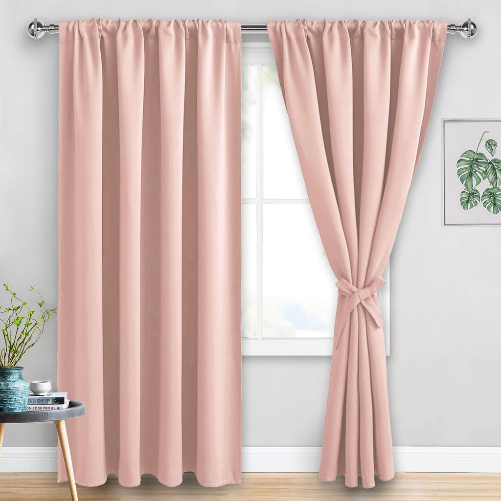 Jiuzhen Blackout Curtains for Bedroom - 60 Inch Extra Wide Thermal Insulated Room Darkening Privacy Soundproof Curtains for Living Room, Se…