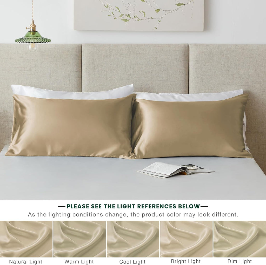 Lovescabin Love's cabin Satin Pillowcase Set of 2 Standard Size 20x26, Cooling Pillow Covers for Hair and Skin, Silky Smooth with Envelope…