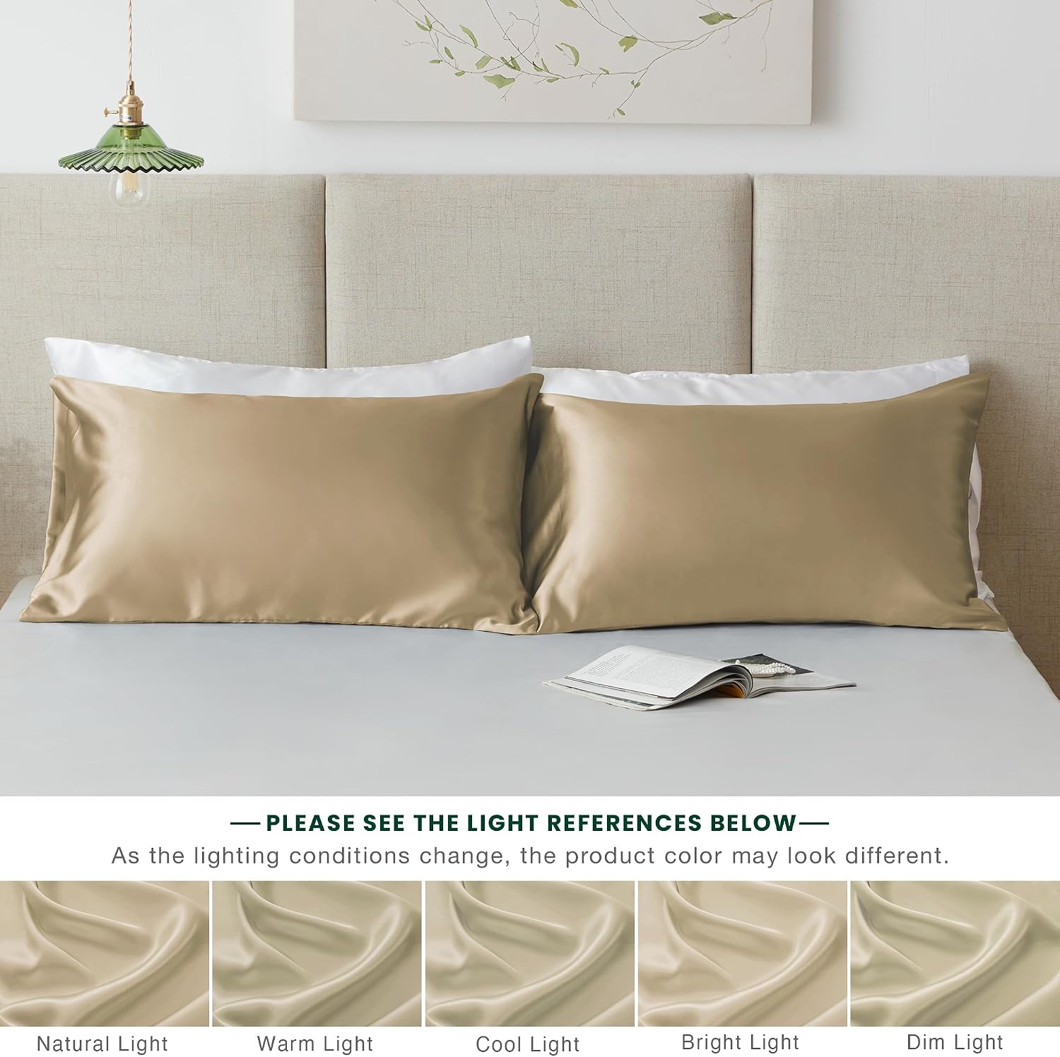 Lovescabin Love's cabin Satin Pillowcase Set of 2 Standard Size 20x26, Cooling Pillow Covers for Hair and Skin, Silky Smooth with Envelope…