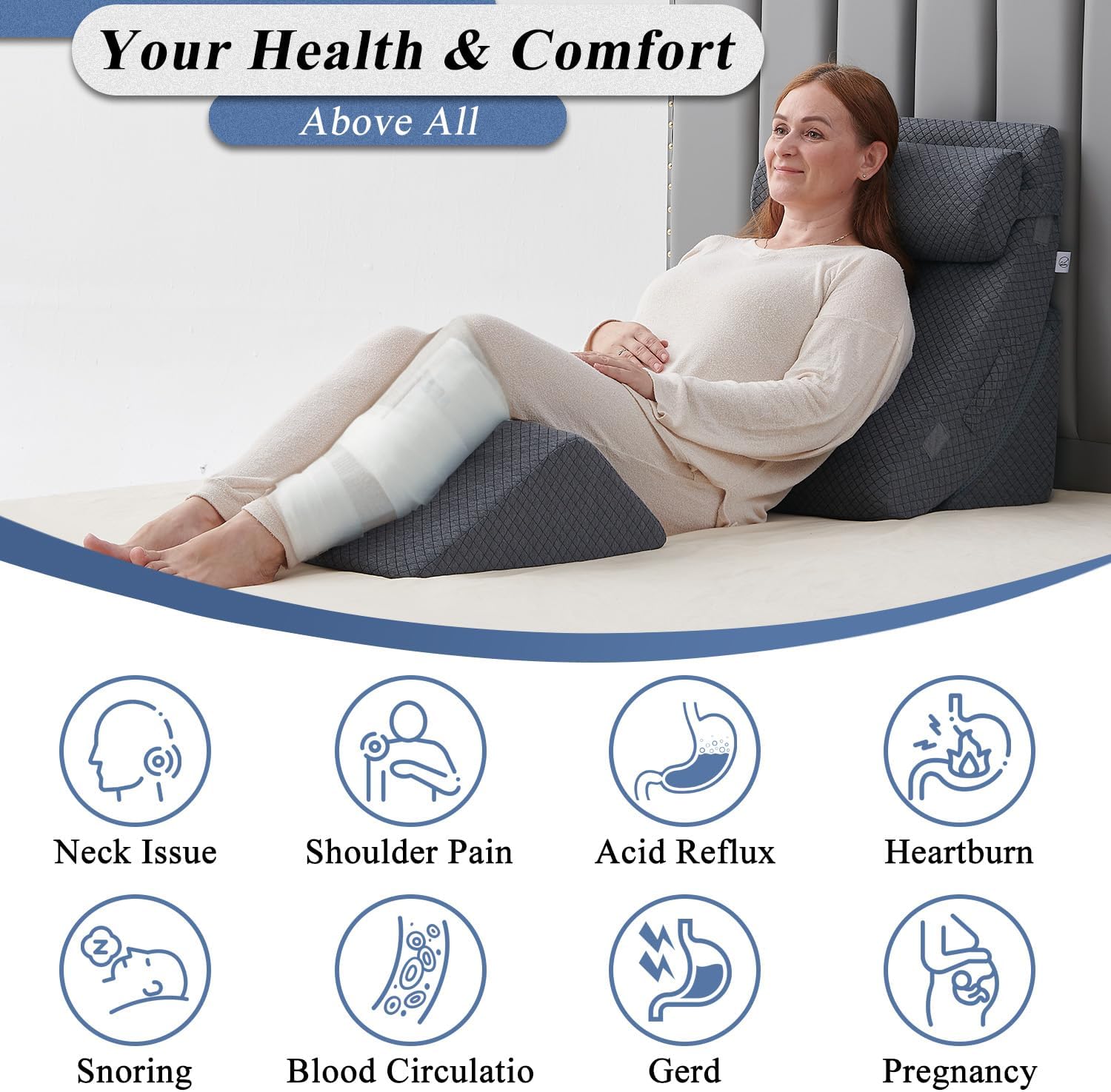 Axelrod 4PCS Orthopedic Bed Wedge Pillow Set, Post Surgery Foam for Back, Neck and Leg Comfortable & Adjustable Pillows- Anti Snoring, Hear…
