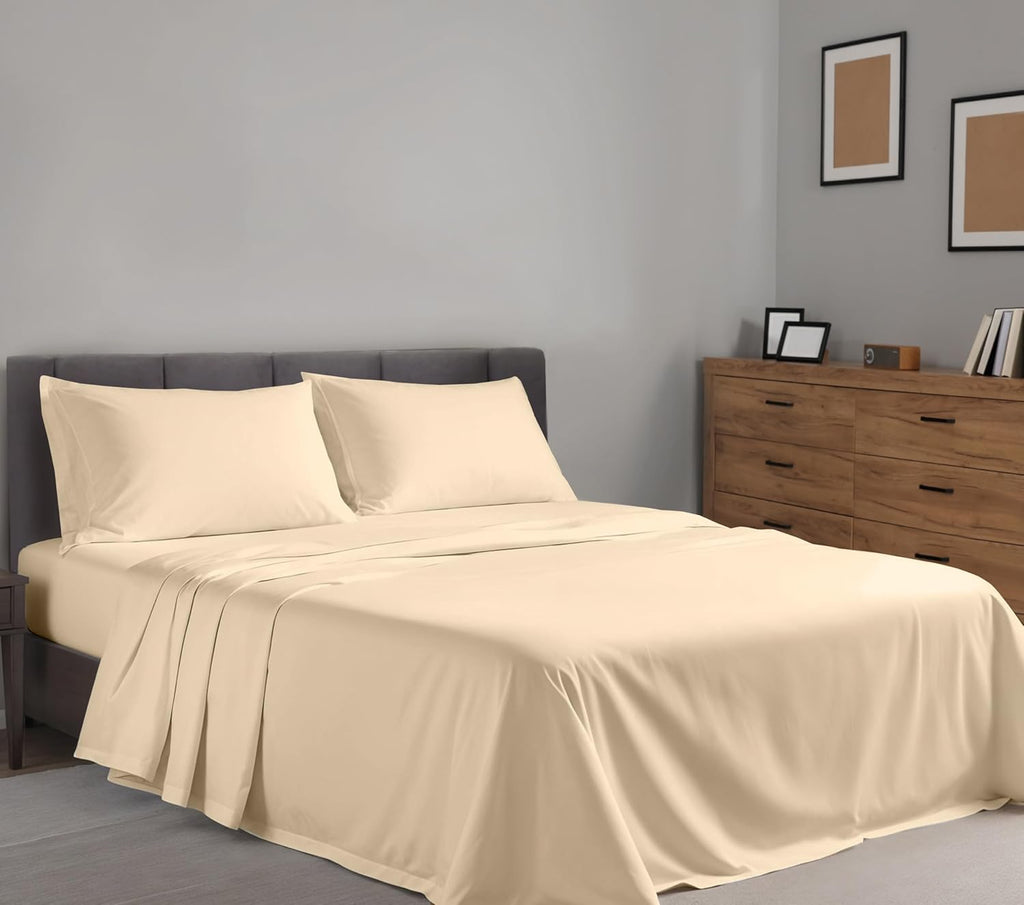 Ruvanti 100% Cotton Percale Sheets Queen Size – Crisp Cooling Bed Sheets for Hot Sleepers, Deep Pocket 16”, Soft Breathable & Durable Hotel…