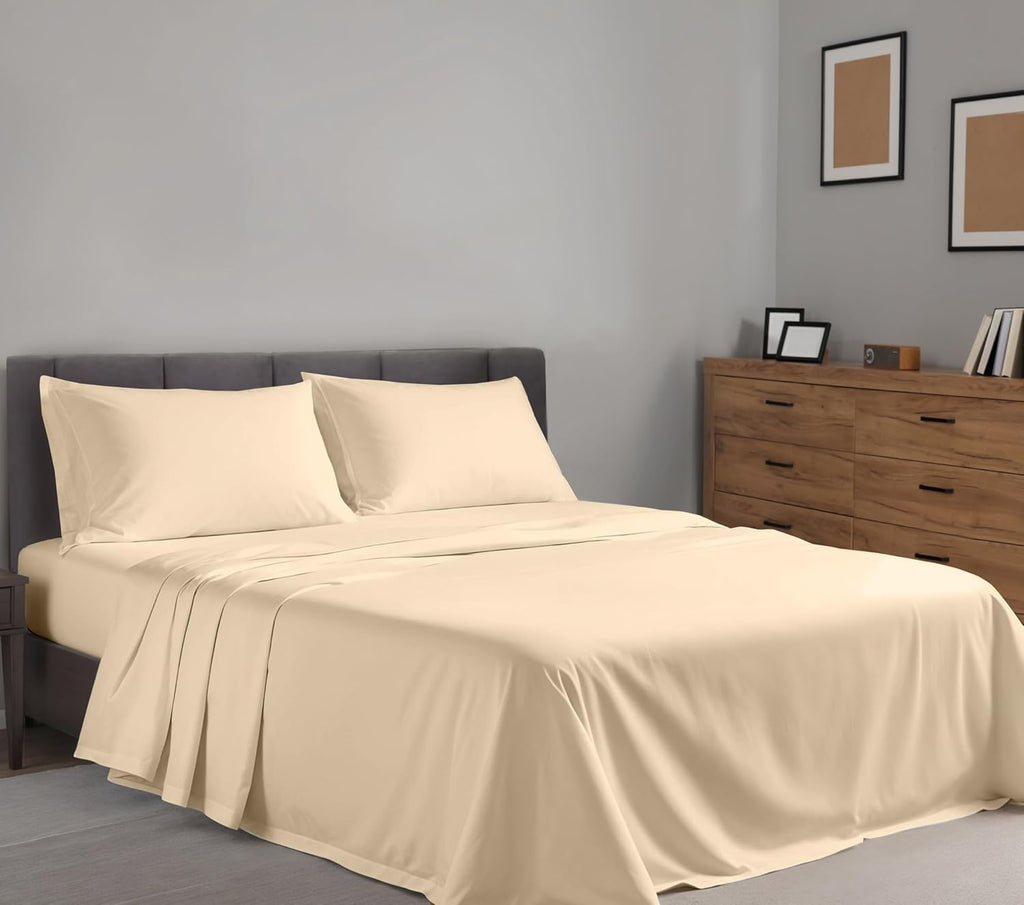 Ruvanti 100% Cotton Percale Sheets Full Size – Crisp Cooling Bed Sheets for Hot Sleepers, Deep Pocket 16”, Soft Breathable & Durable Hotel-…