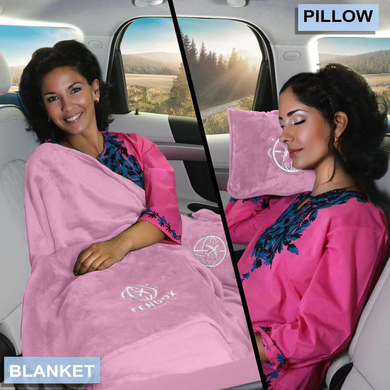 2-in-1 Travel Blanket and Pillow – Lightweight, Compact, Ultra Soft, Machine Washable – Handle, Luggage Sleeve, Backpack Clip – for Trave…
