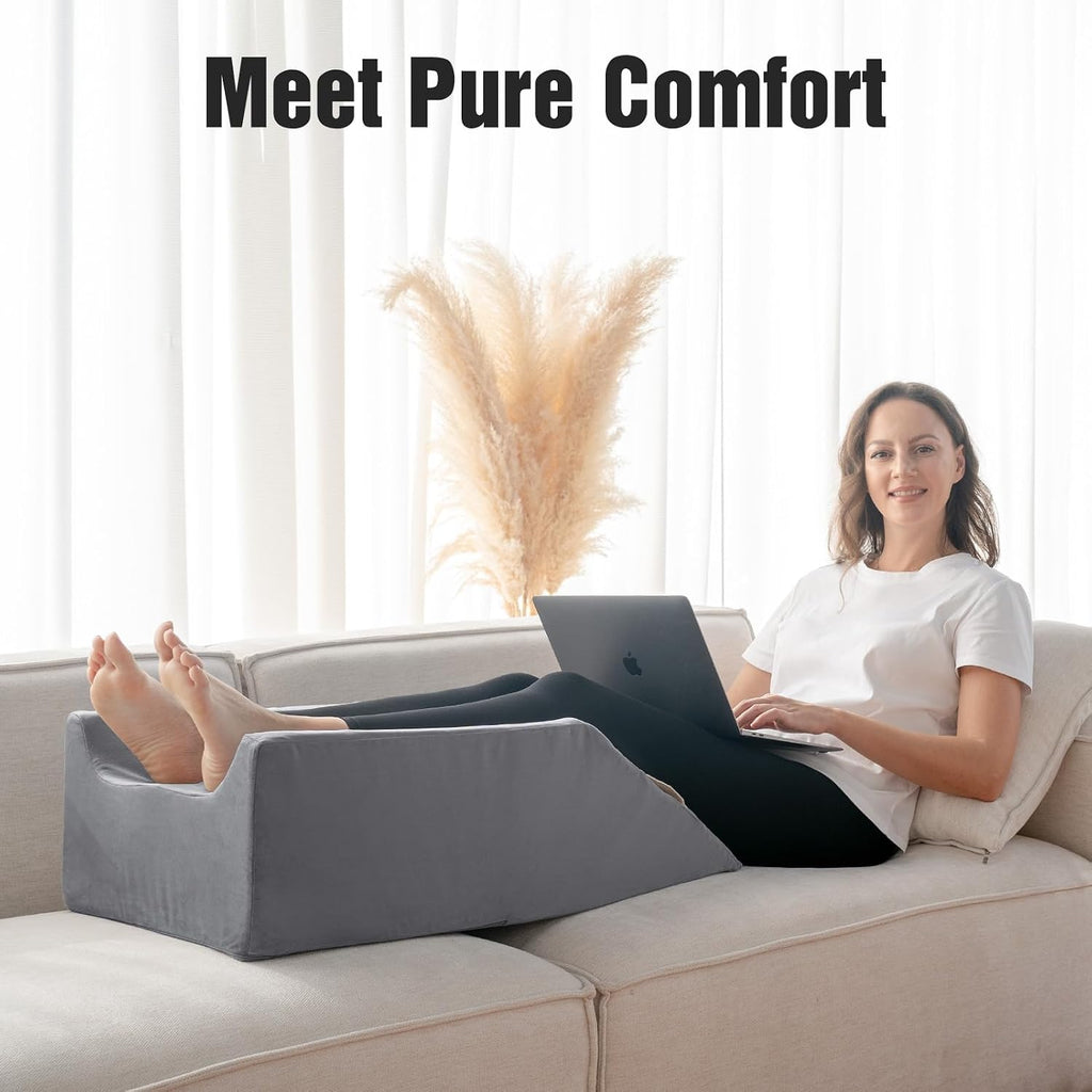 LightEase Post-Surgery Leg, Knee, Ankle Elevation Double Wedge Pillow, Memory Foam Leg Elevating Pillow for Injure, Sleeping, Foot Rest, Re…