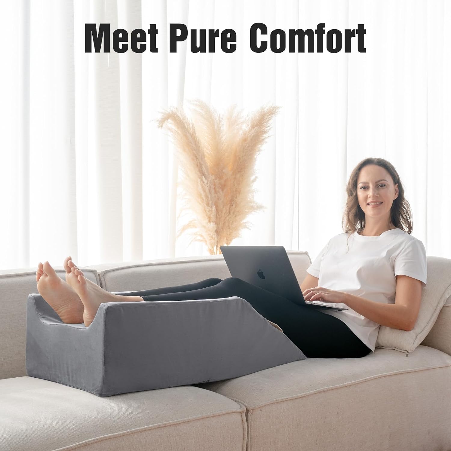 LightEase Post-Surgery Leg, Knee, Ankle Elevation Double Wedge Pillow, Memory Foam Leg Elevating Pillow for Injure, Sleeping, Foot Rest, Re…
