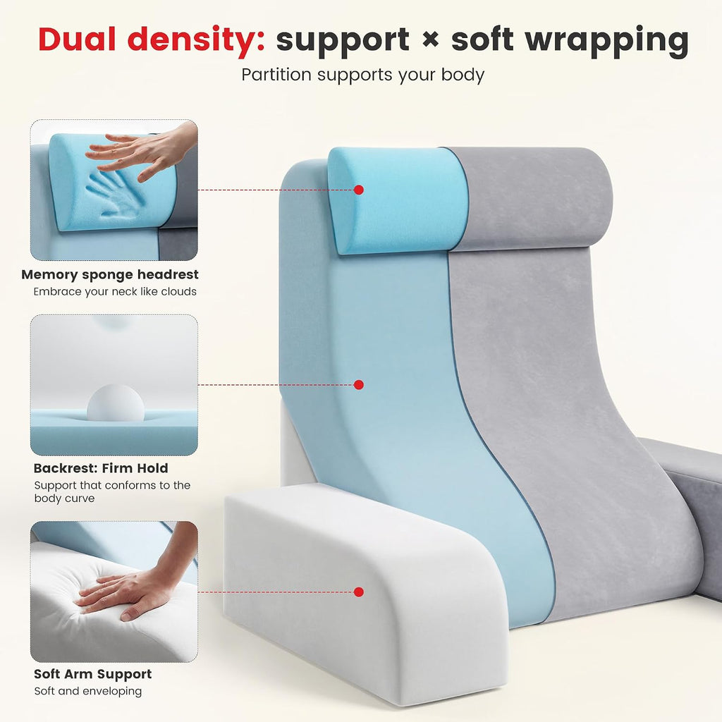 ElevateYourHome, EnhanceEver Homkdom Reading Pillow for Sitting in Bed Adult, 22" Back Pillow for Bed Sitting up with Armrests & Sto…