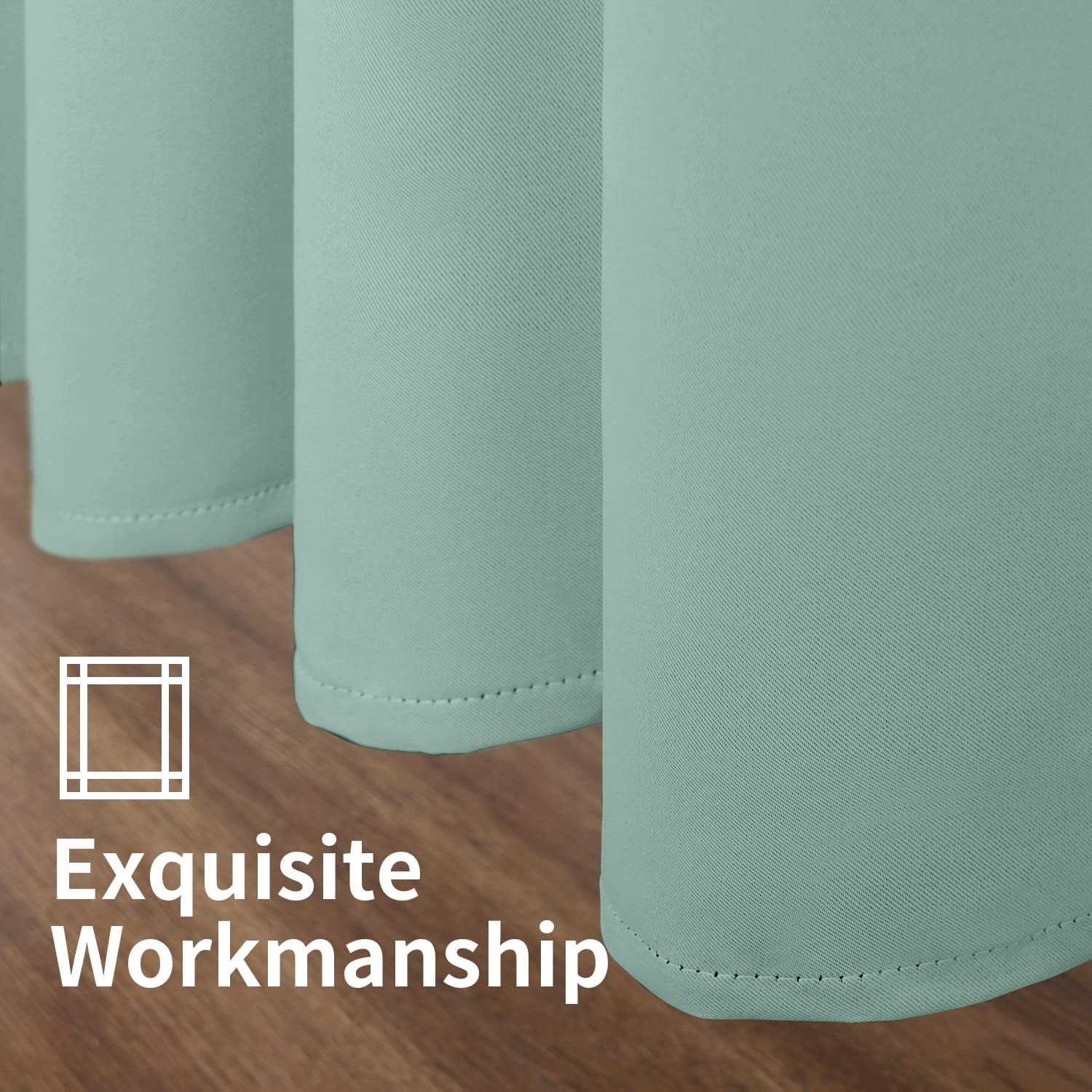 YoungsTex Light Green Blackout Curtains 63 Inch Length for Bedroom - Thermal Insulated with Grommet Room Darkening Window Drapes for Living…