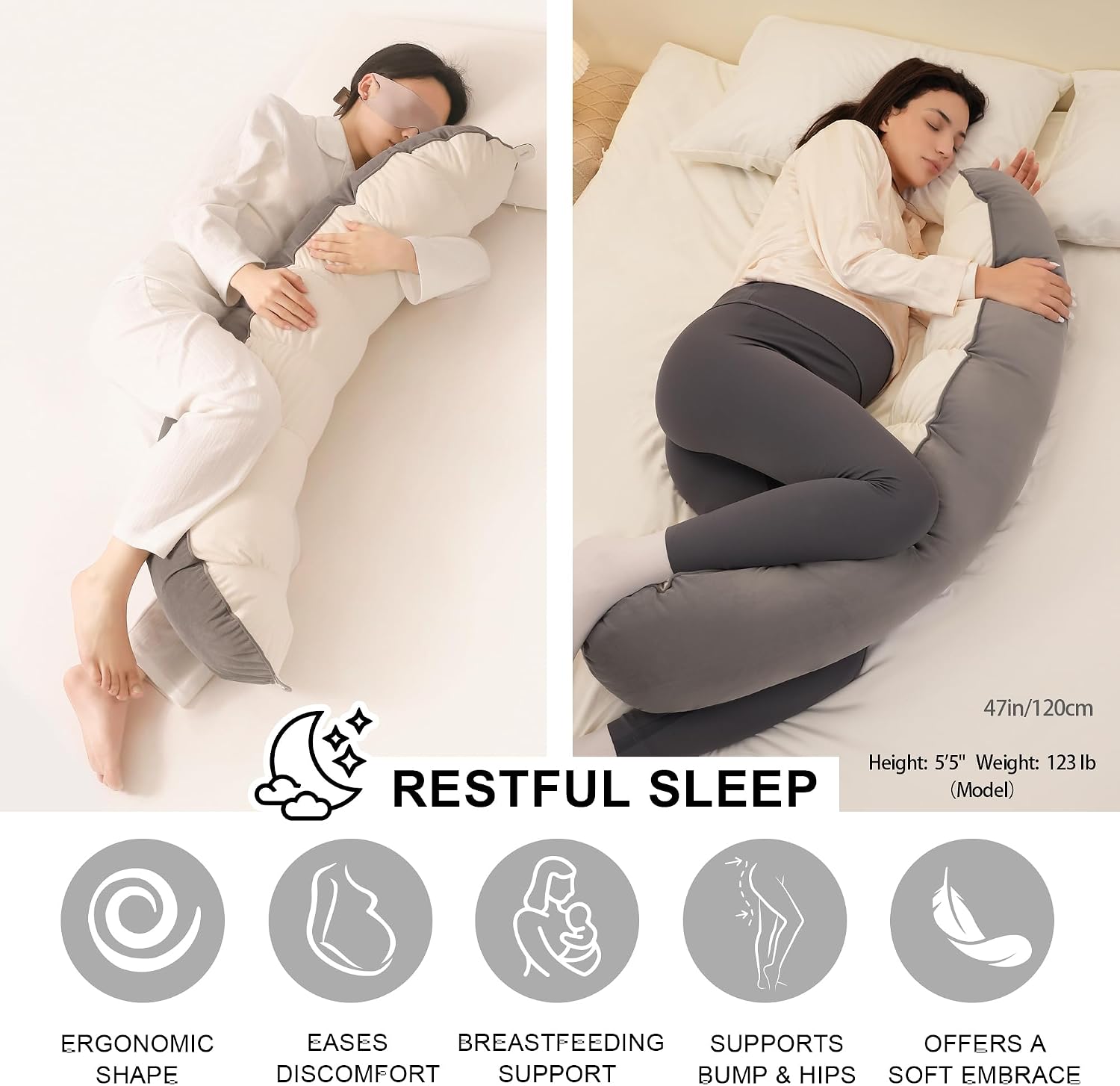 Peallow(Pat. Pend) – Long Round Body Pillow for Adults, Bolster Pillow for Sleeping, Soft and Supportive Pillow for Sleeping & Lumbar…