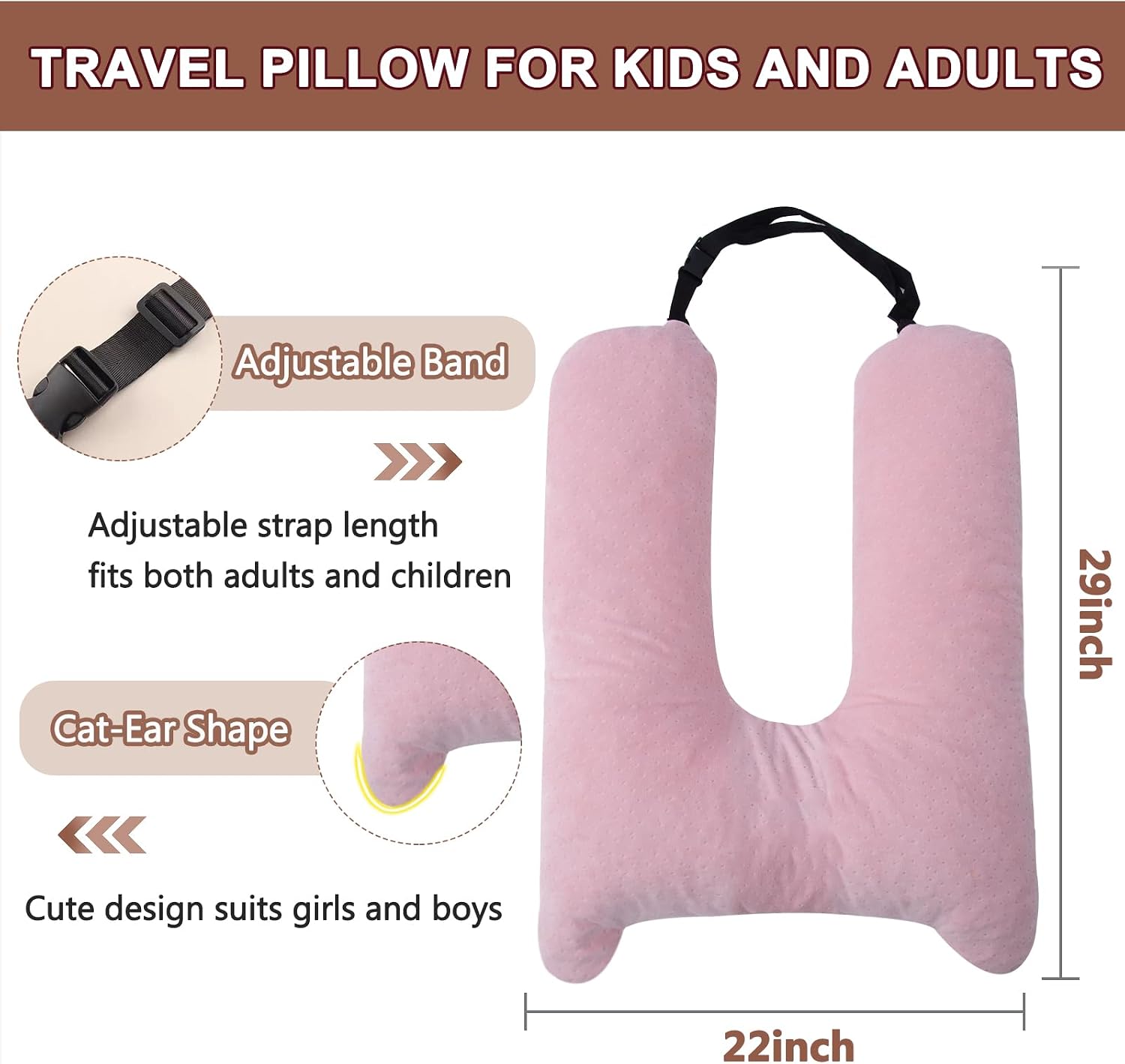 1 MIDDLE ONE Car Pillow for Kids, Memory Foam Travel Pillow for Car and Adults, Kid Travel Pillows for Sleeping on Road Trip, Small Body…
