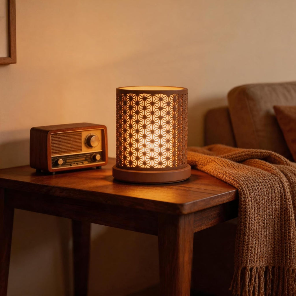 Contemporary Style Table Lamp, Bedside Night Light, Cylindrical Cutout Pattern Shade, Includes Light Source (Small, 1 PC)