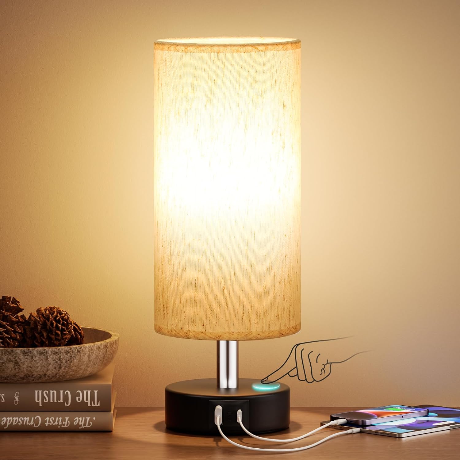 PartageiZ Small Touch Bedside Lamp for Bedroom - Table Lamps for Nightstand, Minimalist Night Stands Light Lamp, Desk Lamps for Reading…