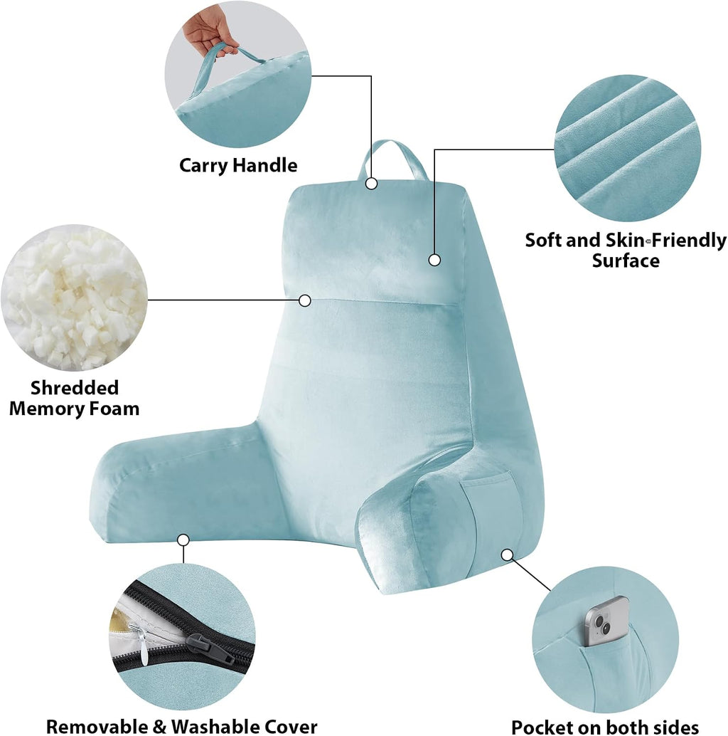 Ipynbap Back Pillow for Bed Sitting up, Reading Pillow for Sitting in Bed Adult, Back Support Pillow, Memory Foam Sit up Lounge Backrest Pi…
