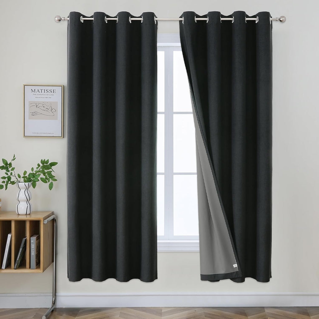 Joydeco Blackout Curtains 72 Inches Long 2 Panels Burg, Room Darkening Curtains for Bedroom, 100% Black Out Textured Thermal Drapes Privacy…