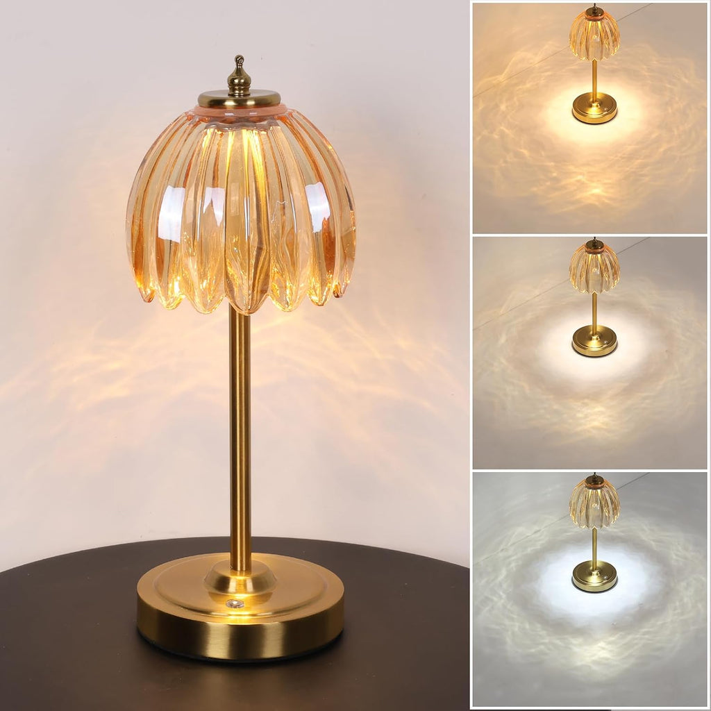 Shenmoyl Tulip Table Lamp with 5000mAh Battery & Touch Control, Cordless Table Lamp with 3 Colors, Dimmable Rechargeable Table Lamps for…