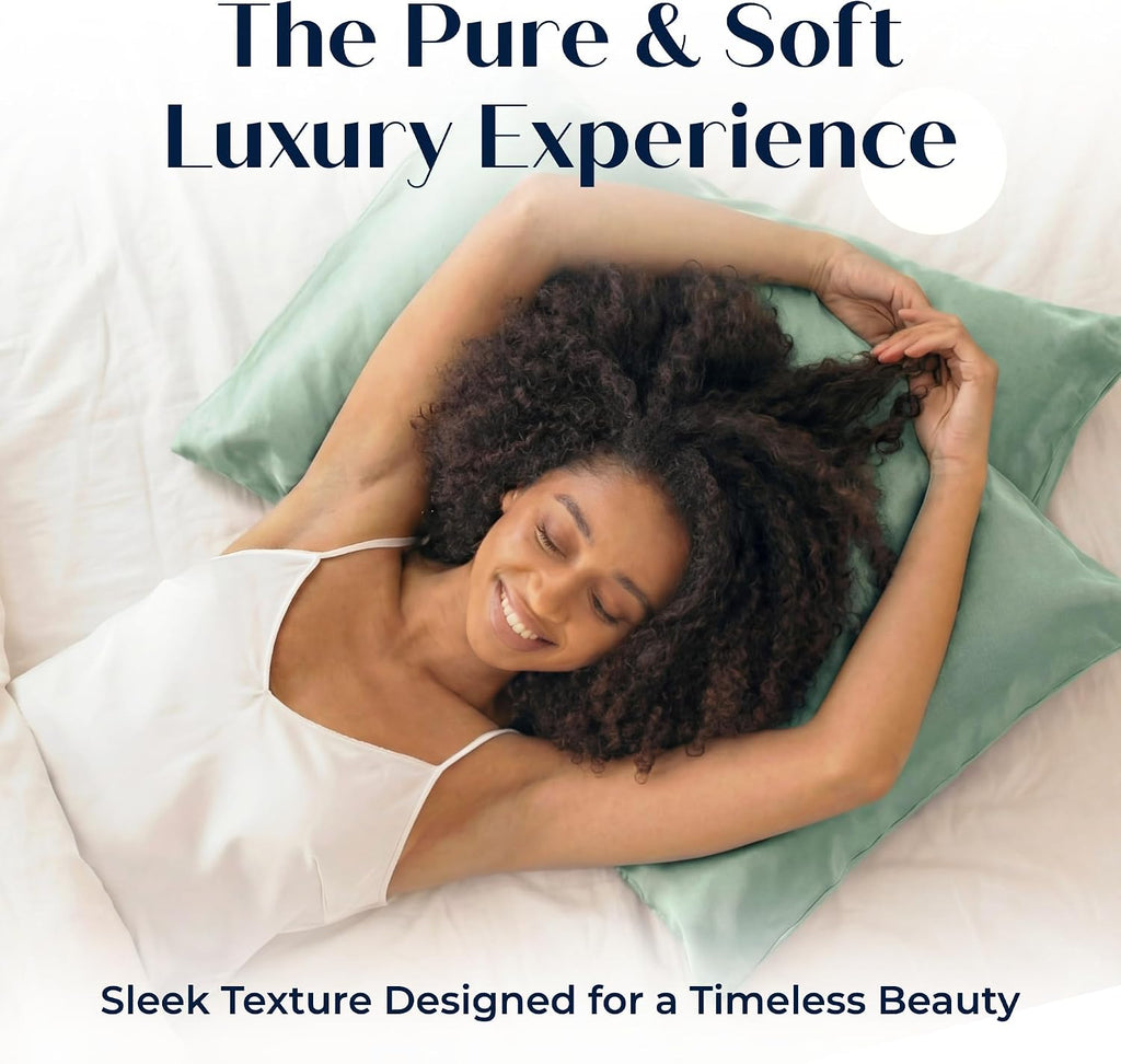 Mulberry Silk Pillowcase – Pure Silk Pillow Cover for Healthier Hair & Smoother Skin – Soft, Breathable and Temperature-Regulating…