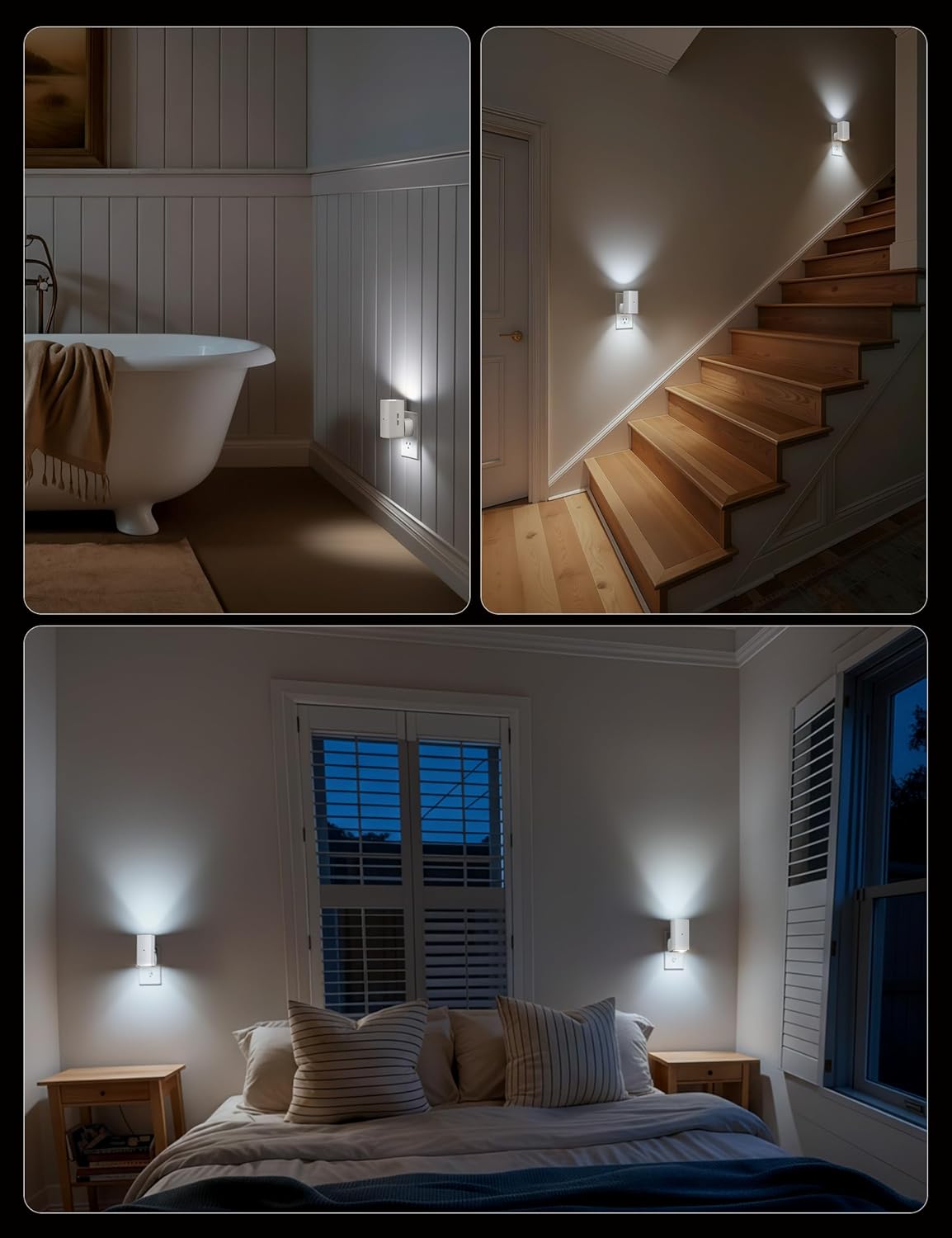 Brightown 2 Pack White Night Lights Plug into Wall, Modern Night Light with Rotating Plug, Dusk to Dawn Sensor, 0-100LM Stepless Dimming…