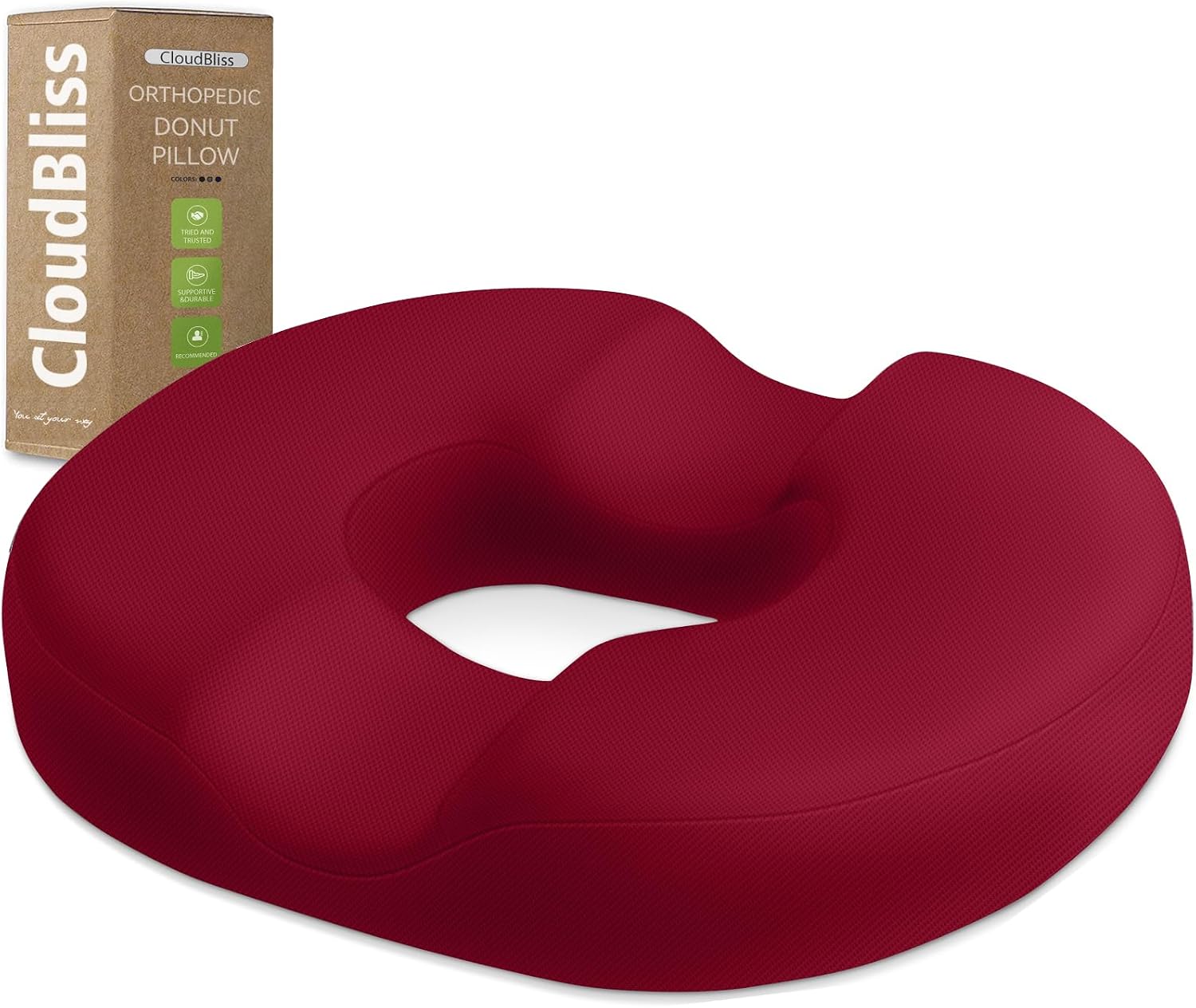 CloudBliss Donut Pillow Seat Cushion Chair Pad for Tailbone and Hemorrhoids, Memory Foam Seat Chair Cushion for Men and Women for Home & Of…