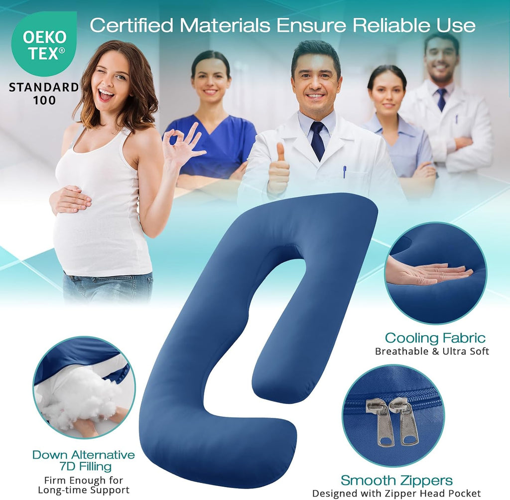 Sasttie Pregnancy Pillows for Sleeping, Jumbo U Shaped Cooling Full Body Pillow with Removable Cover, Pregnant Women Must Haves, Maternity…