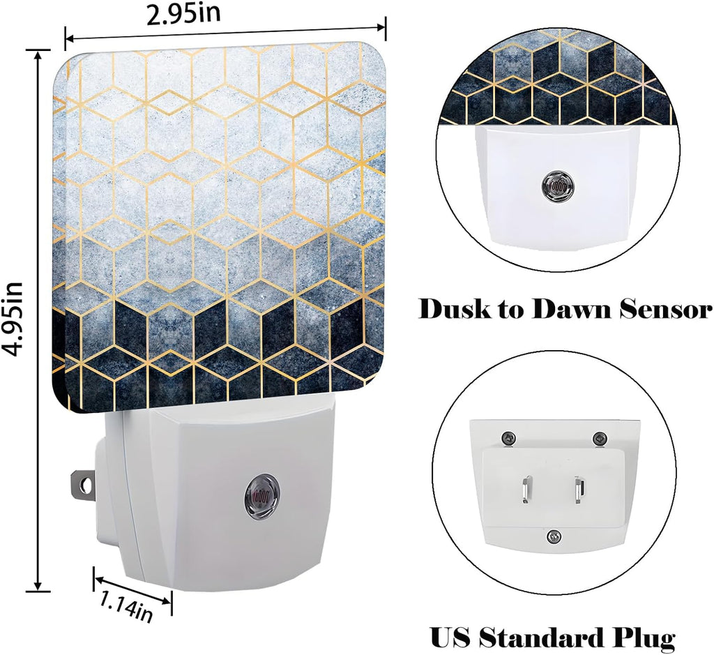 Black Grey Cubes Night Light, Plug-in Nightlights Auto Sensor Night Lamp Dusk-to-Dawn Lamp Home Decor for Nursery Children Girls Boys