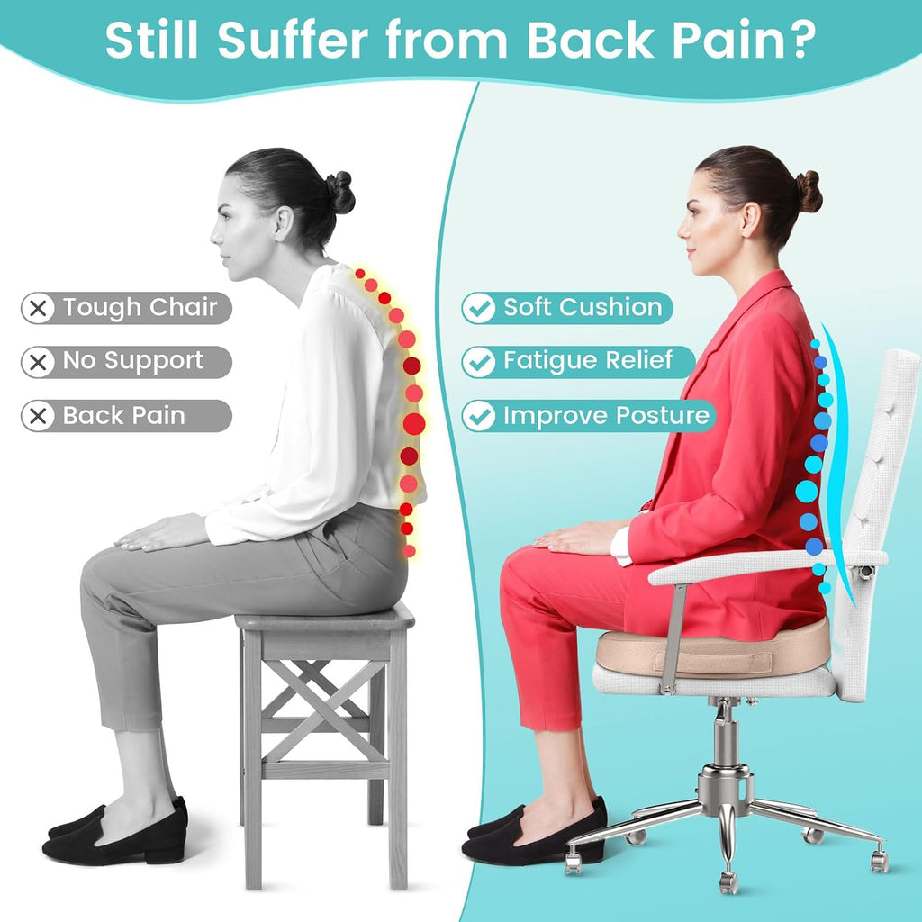 CushZone Office Chair Seat Cushion, Cooling Gel Enhanced Memory Foam Cushion for Long Sitting - Back, Sciatica, Coccyx, Tailbone Pillow - f…