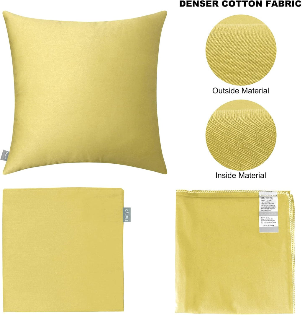 Thmyo 4-Pack 100% Cotton Comfortable Solid Decorative Throw Pillow Case, Square Cushion Cover Pillowcase Sublimation Blank Pillow Covers DI…