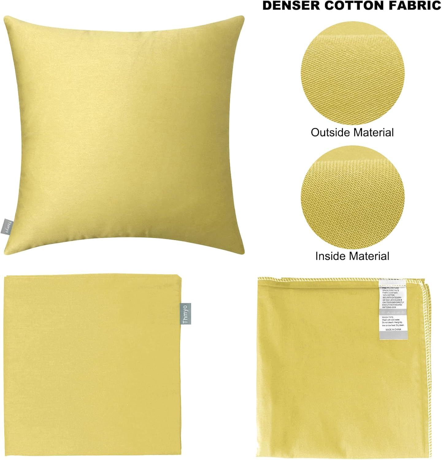 Thmyo 4-Pack 100% Cotton Comfortable Solid Decorative Throw Pillow Case, Square Cushion Cover Pillowcase Sublimation Blank Pillow Covers DI…