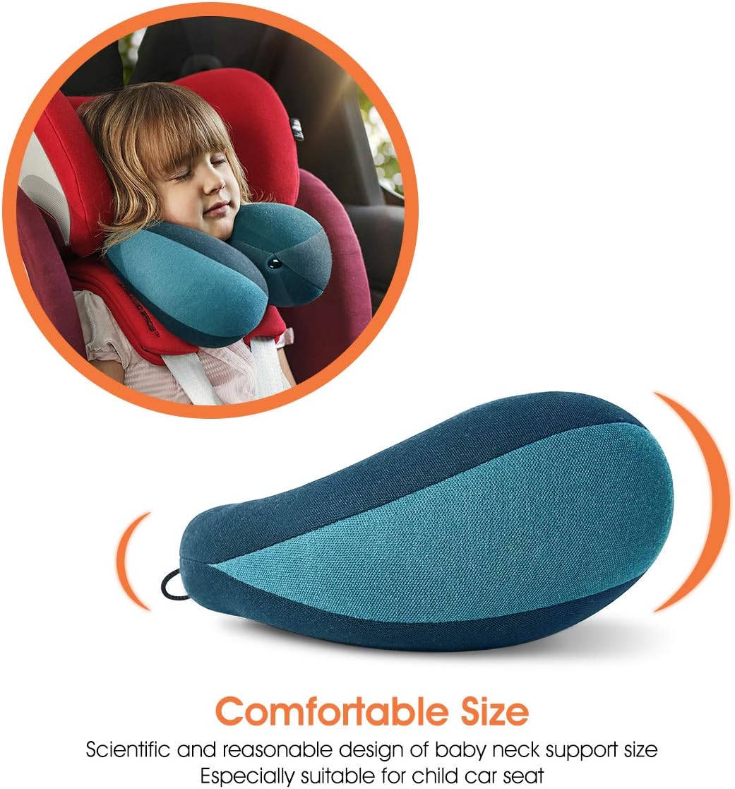 Infanzia Chin Supporting Travel Neck Pillow, Comfortably Supports and Helps Support Head and Neck - Gifts for Toddler/Child/Kids, Blue Cott…