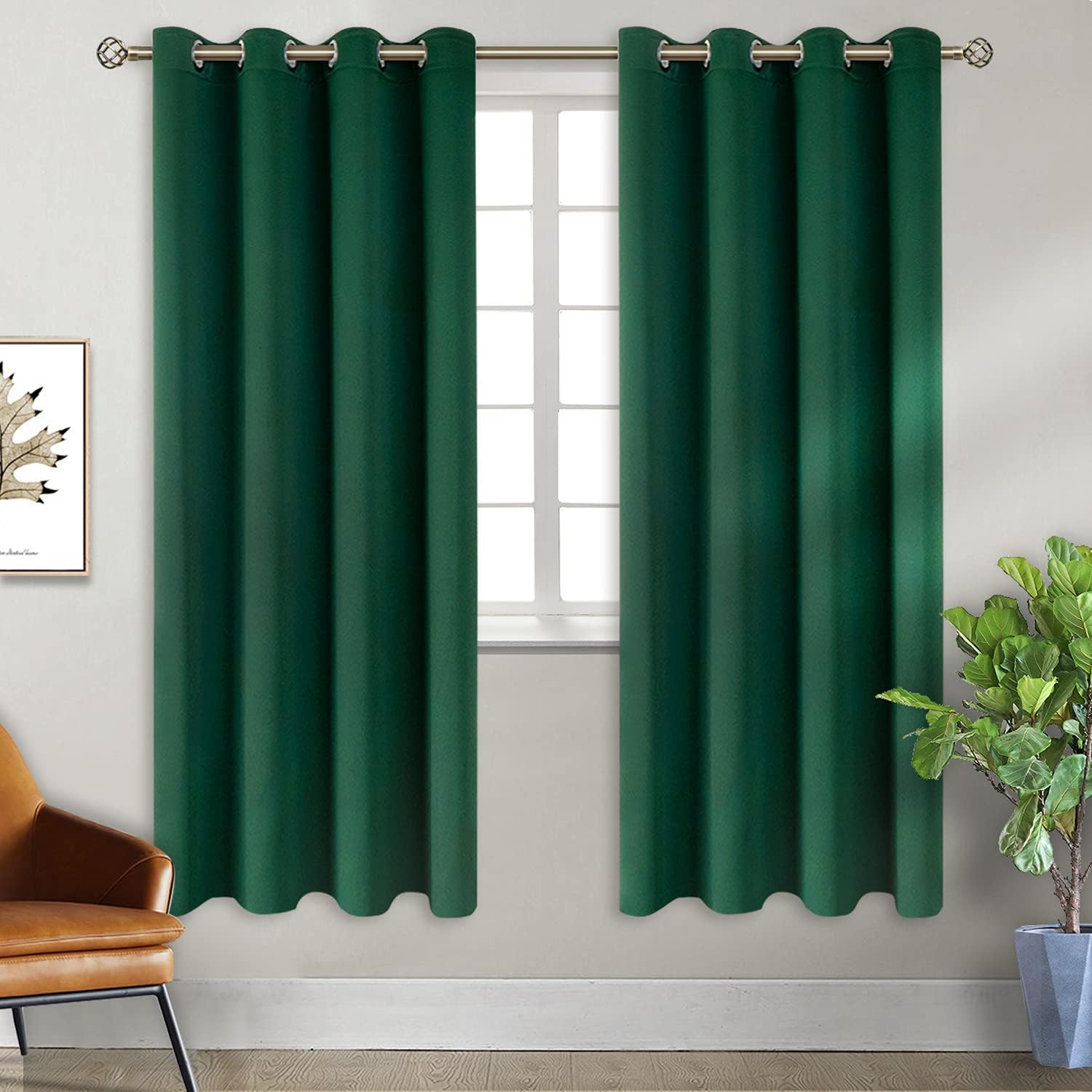 BGment Green Blackout Curtains for Bedroom - Grommet Thermal Insulated Room Darkening Window Curtains, Set of 2 Panels, Each 55 x 69 Inch 6…