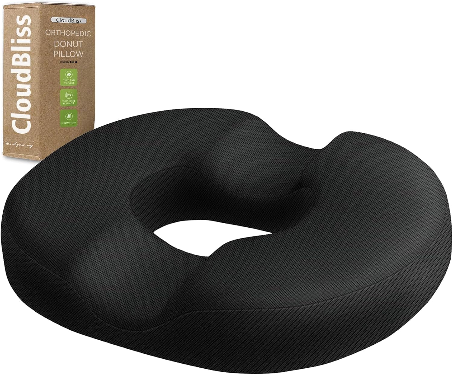 CloudBliss Donut Pillow Seat Cushion Chair Pad for Tailbone and Hemorrhoids, Memory Foam Seat Chair Cushion for Men and Women for Home & Of…