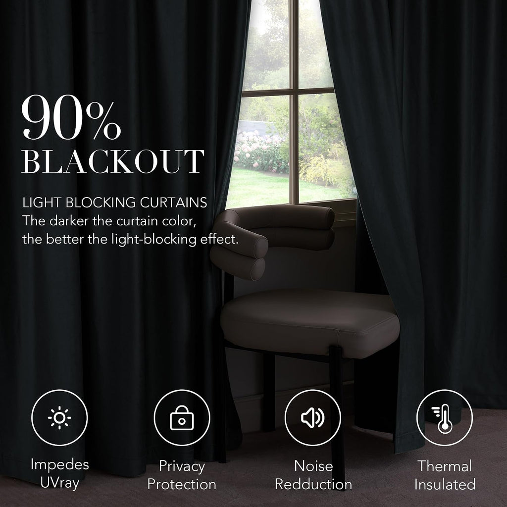 Nicetown Velvet Stone Blue Blackout Curtains 90 inches Long, Rod Pocket & Back Tab Thermal Drapes Luxury Room Darkening Window Treatments f…