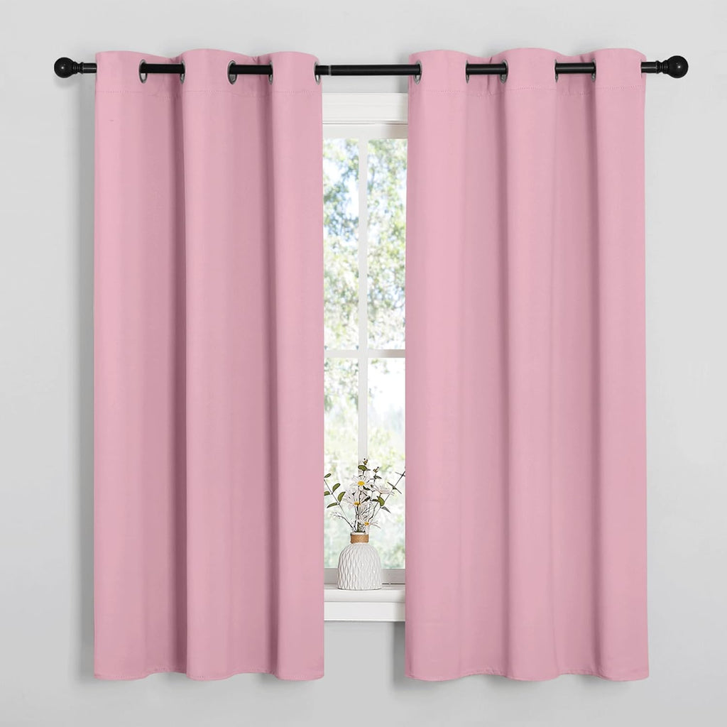 NICETOWN Room Darkening Curtains 63" Long Set of 2 for Bedroom, Rouge Pink Nursery Essential Thermal Insulated Solid Grommet Top Blackout…