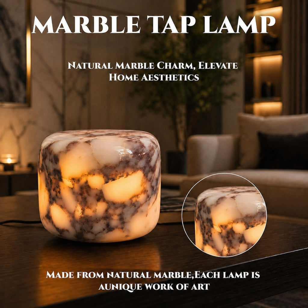 100% Marble Touch Pat Lamp, Unique Natural Stone Small Night Table Lamp, Type-C Rechargeable 3-Way Dimmable Bedside Lamp, Warm Ambient…