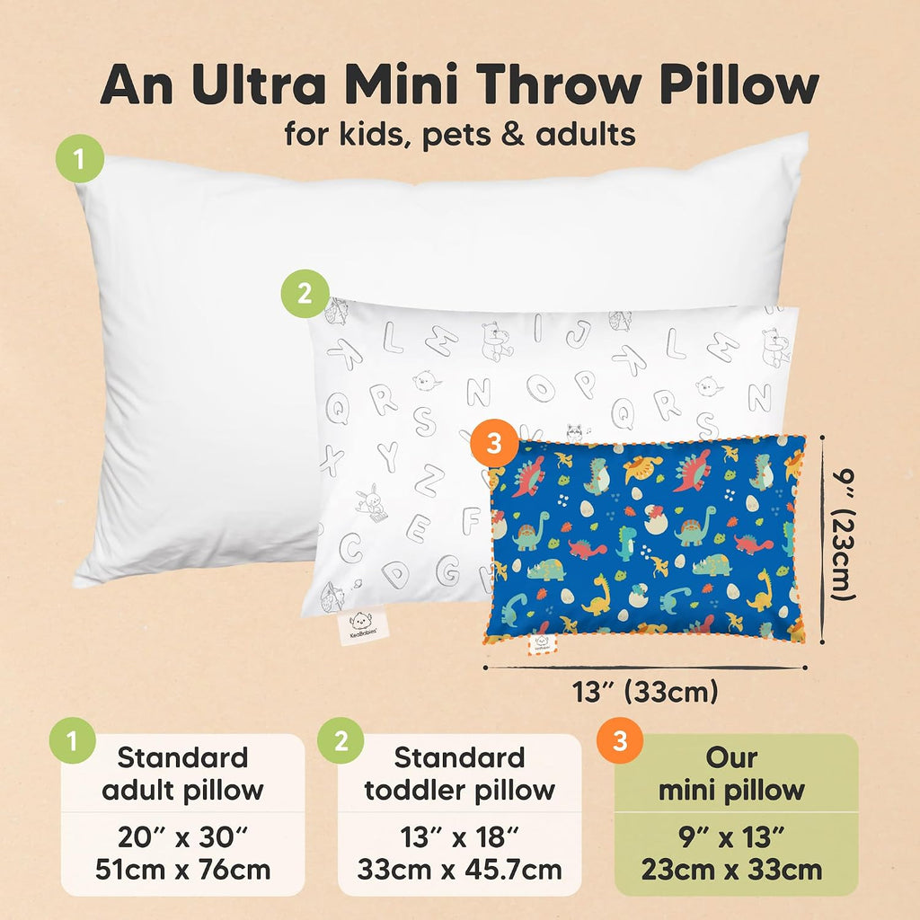 Mini Toddler Pillow with Pillowcase - 9x13 My Little Dreamy Travel Kids Pillow for Sleeping, Toddler Bed, Small, Tiny, Organic Cotton…