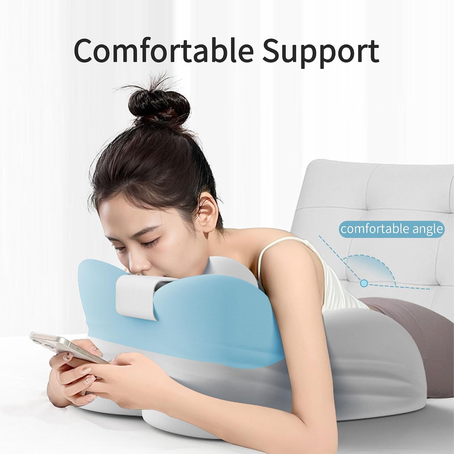 YouBath Reading Prone, Memory Foam Ergonomic Wedge Pillow for Bed Sitting Up Prone Pillow Face Down Sleep, Resting, Relaxing Back, with Rem…