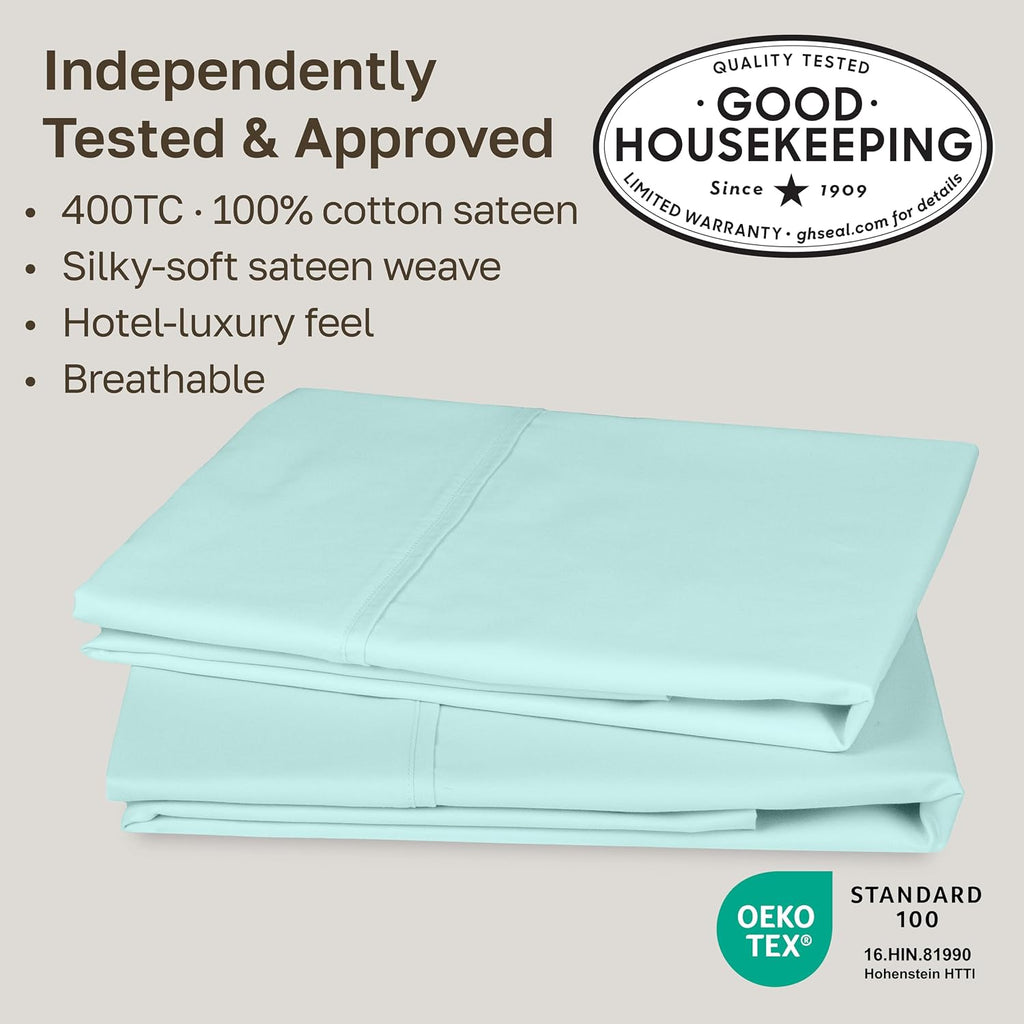 CaliforniaDesignDen California Design Den Standard Queen Size Pillowcase Set - 400 Thread Count, 100% Cotton Sateen, Set of 2 Pillow Covers…
