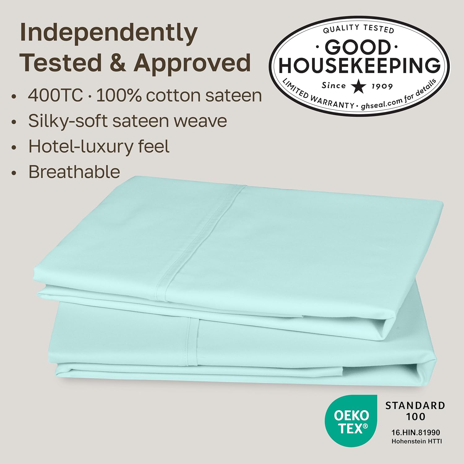 CaliforniaDesignDen California Design Den 400 Thread Count 100% Cotton Pillowcases, Seafoam King Pillowcase Set of 2, Long - Staple Combed…