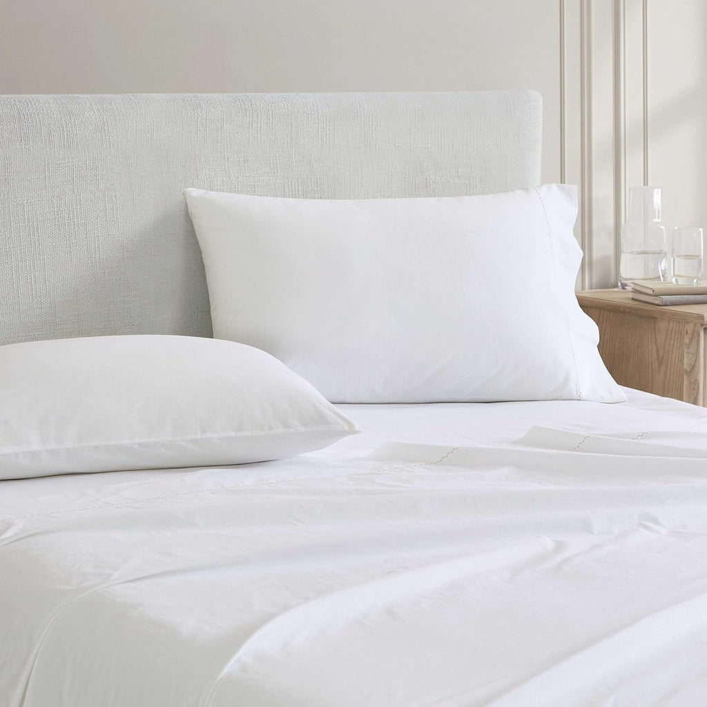 MarthaStewart Martha Stewart - Twin Size Sheets Set, Crisp & Tailored Cooling Sheets with a Smooth Cotton Percale Lightweight Feel - Bed Sh…