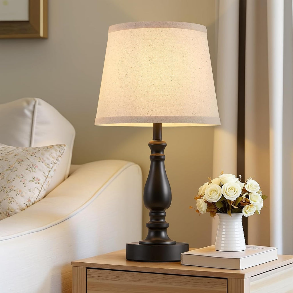Lamp for Bedroom Set of 2 - 19" Small Bedside Table Lamps with Rotary Swithch - Modern Lamps for Living Room Night stands - Desk Lamps…