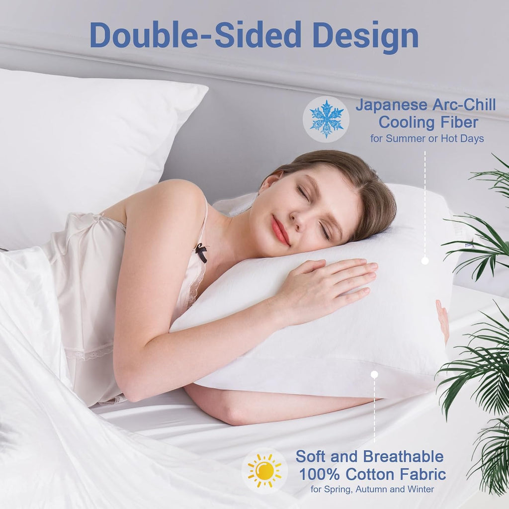 Elegear Cooling Pillow Cases for Hot Sleepers, Japanese Q-Max 0.5 Cooling Pillowcases, Both Sides[Cooling/Cotton], Breathable Soft Pillowca…