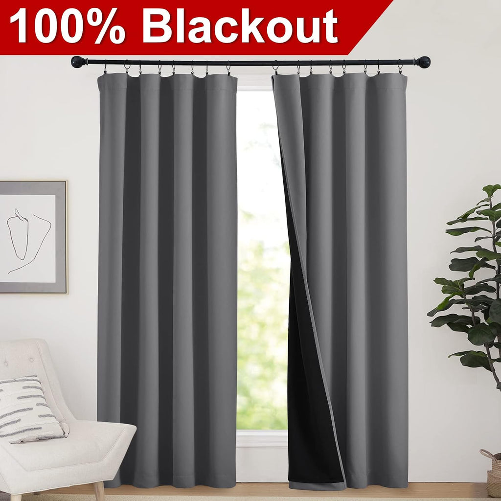 Nicetown Blackout Curtains for Bedroom, Pair of Energy Smart & Noise Blocking Out Full Shade Curtain Panels, Thermal Insulated Guest Room R…