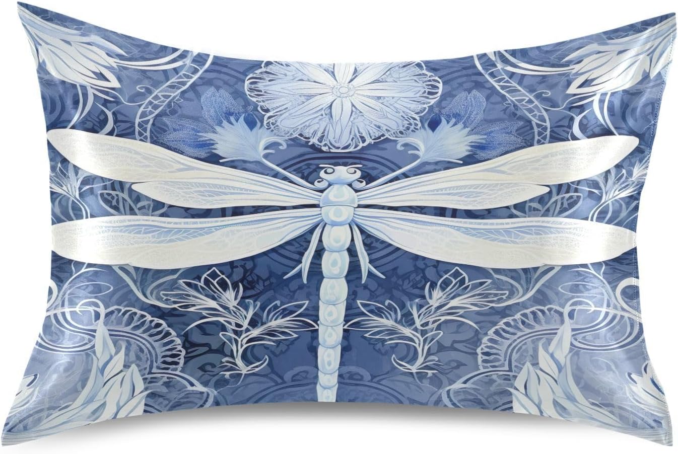 YETTASBIN Dragonfly Satin Pillowcase, Soft Breathable Silk Pillow Case with Envelope Closure for Hair and Skin, Queen Size 30 x 20 Inch