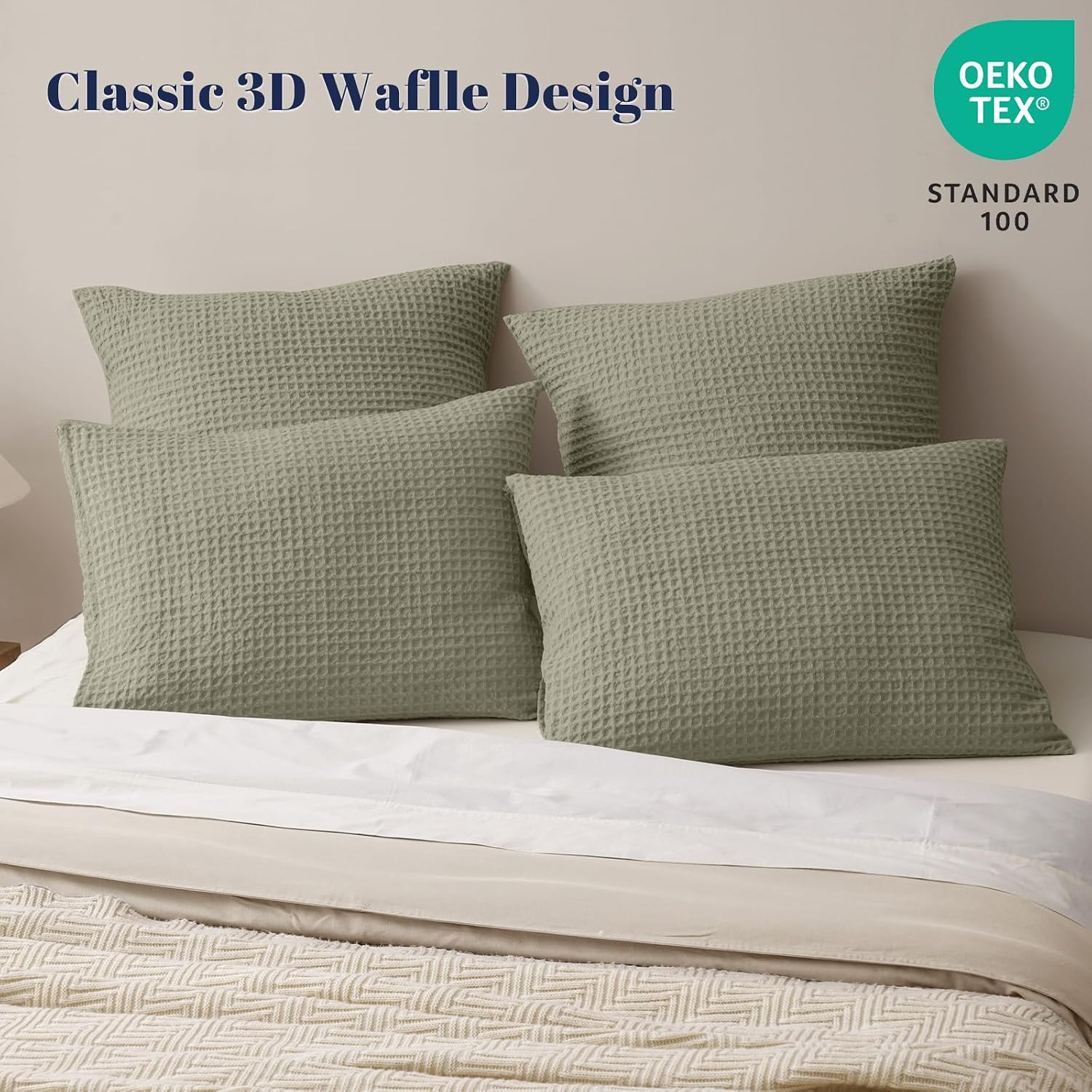 Phf Ultra Soft Waffle Weave Pillow Shams Standard Size, No Insert, 2 Pack 20" x 26" Pillowcases, Breathable & Skin-Friendly Pillow Cases, St…