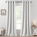 Miulee 100% Blackout Linen Textured Curtains for Bedroom Solid Thermal Insulated Heathered White Grommet Room Darkening Curtains & Drapes L…