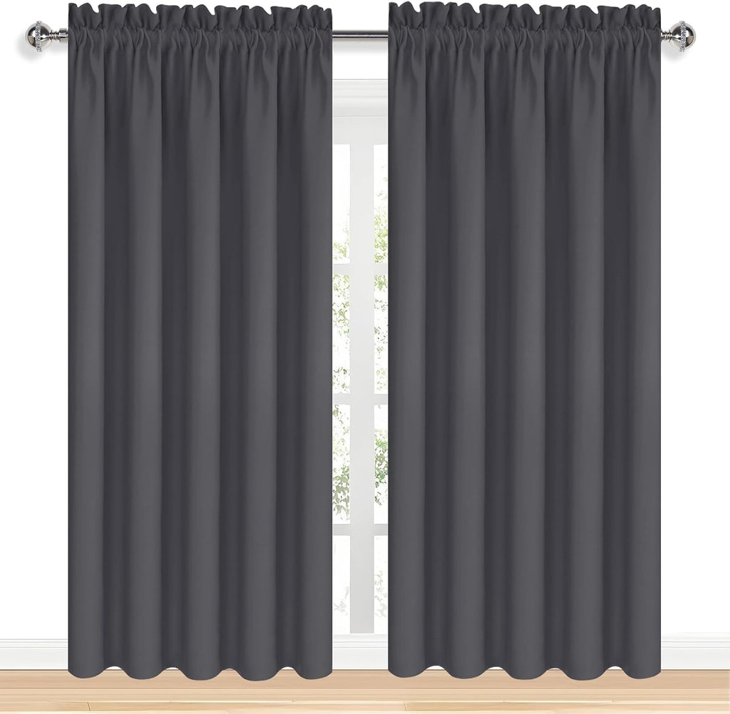 DWCN Bedroom Blackout Curtains 70 x 84 Inches Length 2 Panels Set, Solid Thermal Insulated Energy Saving Rod Pocket Window Treatment…