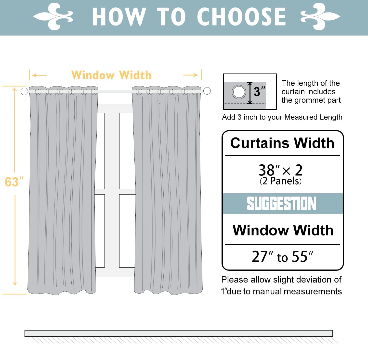 ChrisDowa 100% Blackout Curtains 63 inch Long for Bedroom with Black Liner, 2 Thick Layers Total Blackout Thermal Insulated Grommet Window…