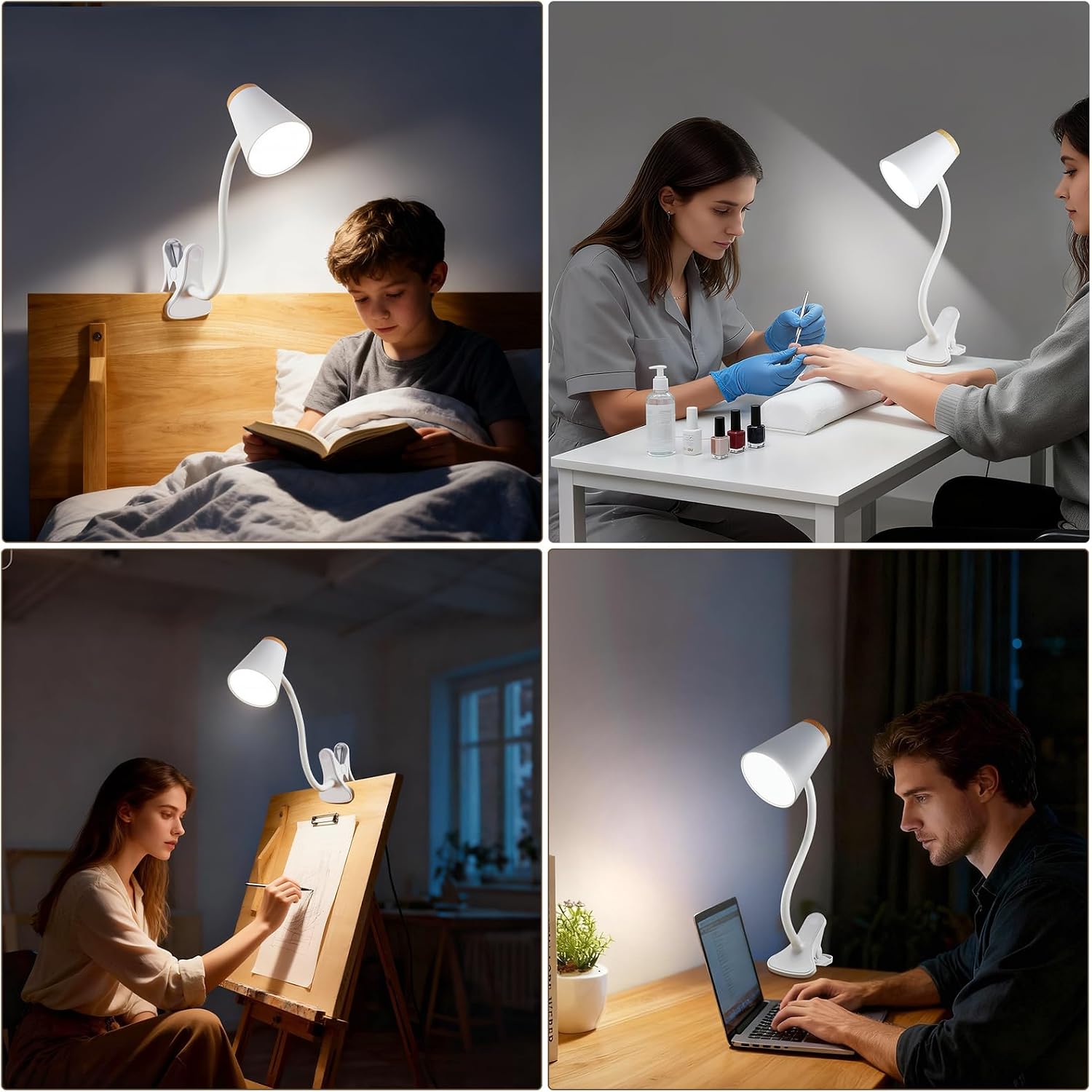 WelcometoEJIAXIN EJIAXIN Clip on Desk Lamp for Home Office - Small LED Touch Dimmable Reading Light for College Dorm Room - Adjustable Flex…